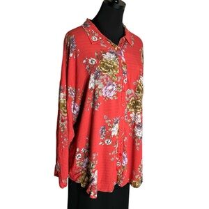 Torrid Shirt Flowy Button-Down Vivid 1X